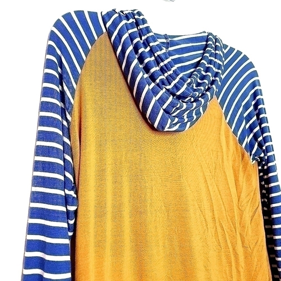 Filly Flair Women’s Small Brown and Blue White Striped Pullover Hoodie - Picture 11 of 11